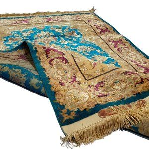 5x3 Persian Tabriz Ivory Blue 47 Raj 255 KPSI Area Floor Rug 50 Wool 50% Silk